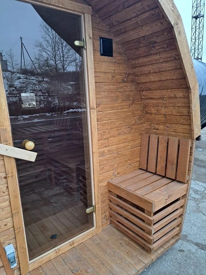 Sauna “Blad” in de werkplaats