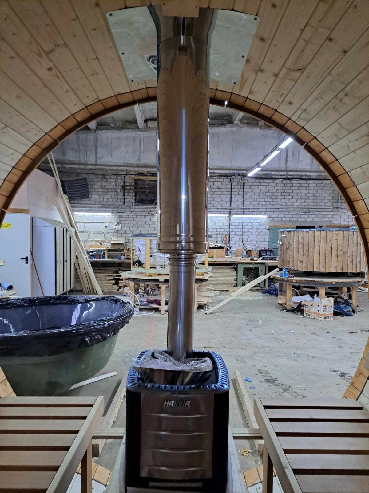 Tonsauna in de werkplaats