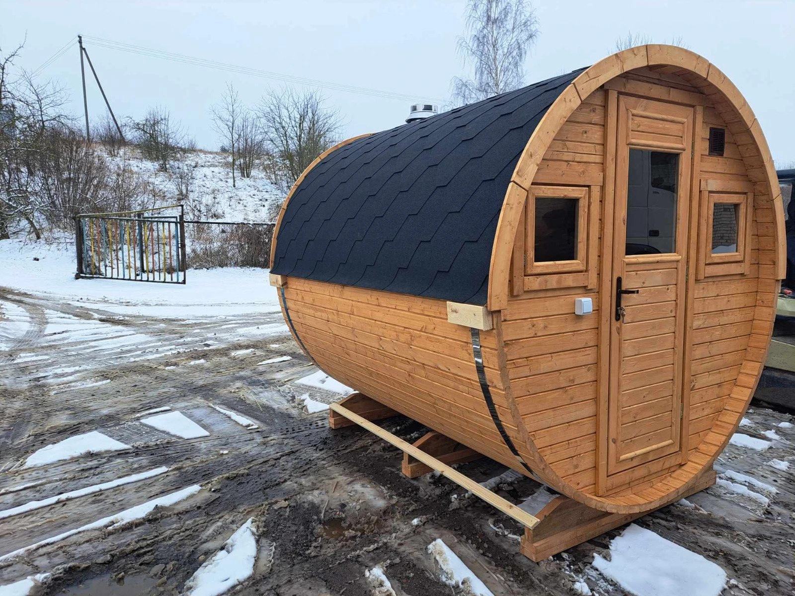 Tonsauna op een terras